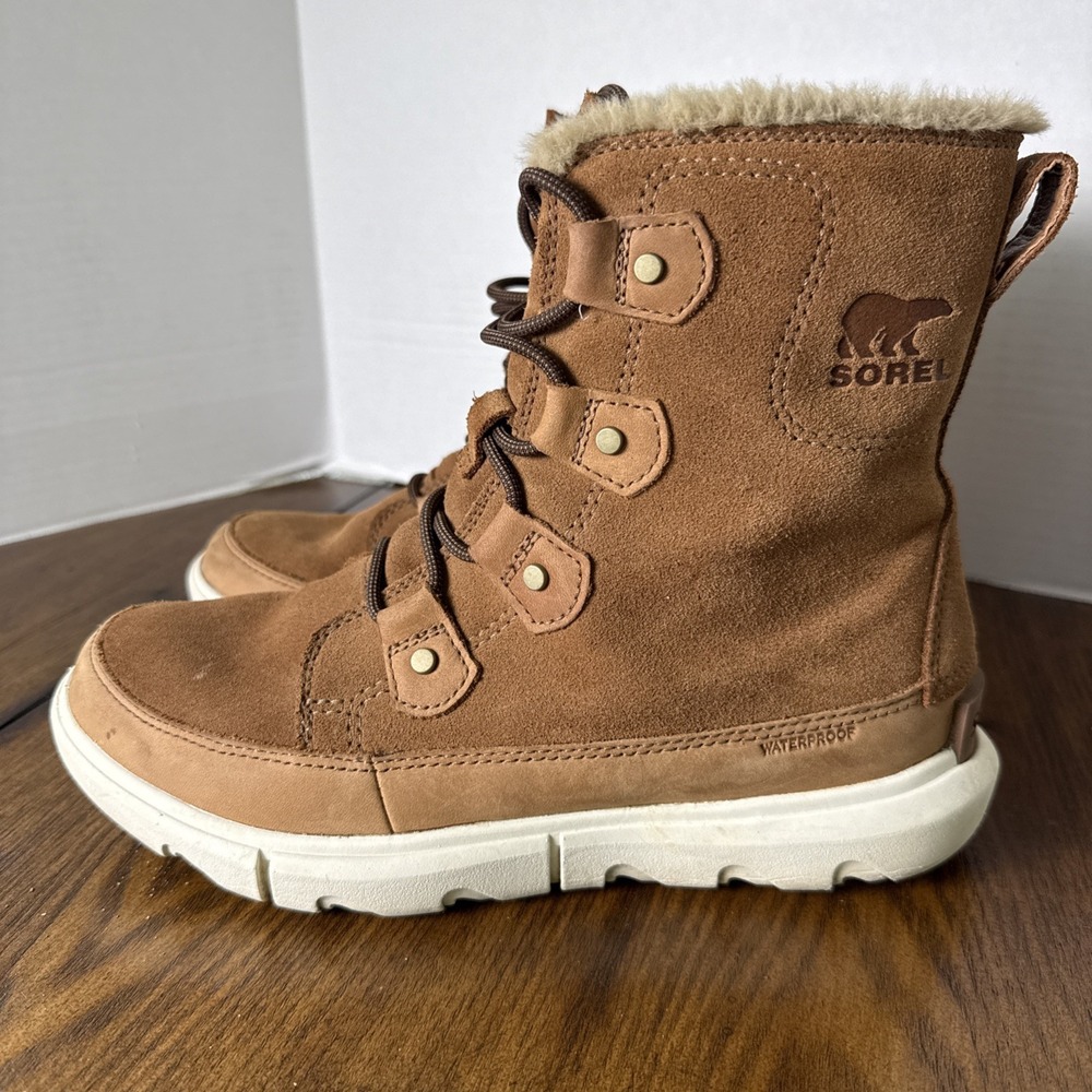 Sorel Explorer II Joan Waterproof Women's Boots Size 8 Suede Tan/Fawn